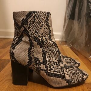 Halogen Alexa Vegan Leather Snakeskin Block Heel Boots